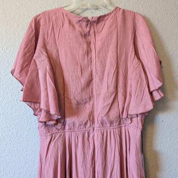 NWT Joyfolie Mia Joy Lakynn Dusty Rose Midi Dress with Lace Asymmetrical Sz.L - Picture 6 of 10